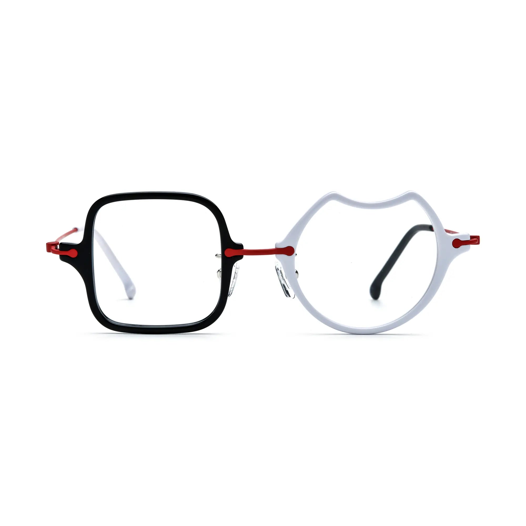 VoyueLens™ Frosted Crimson Abstract Eyeglasses – Front View – SKU VL185842-C2